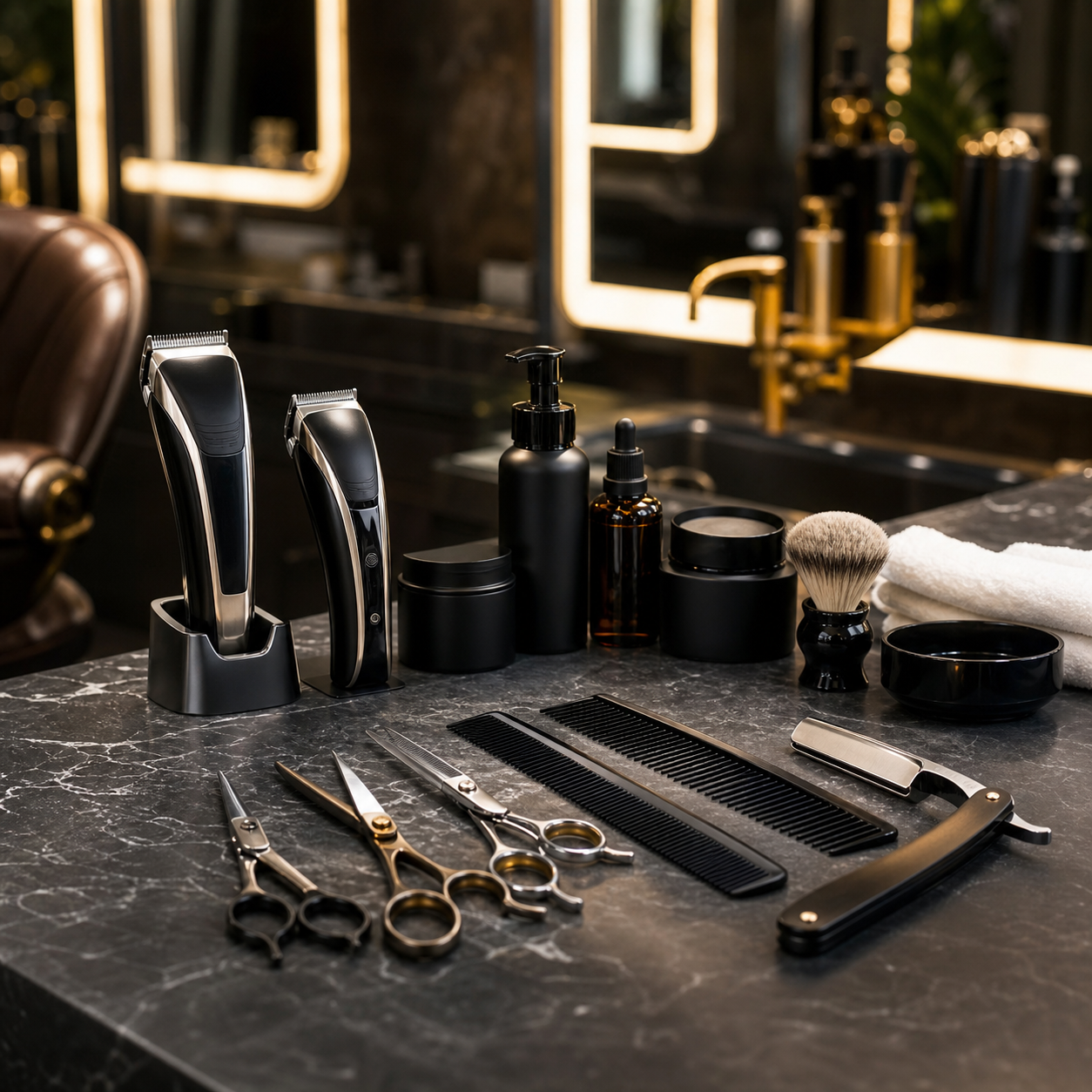 Equipamentos premium fictício da Imperial Barber Club