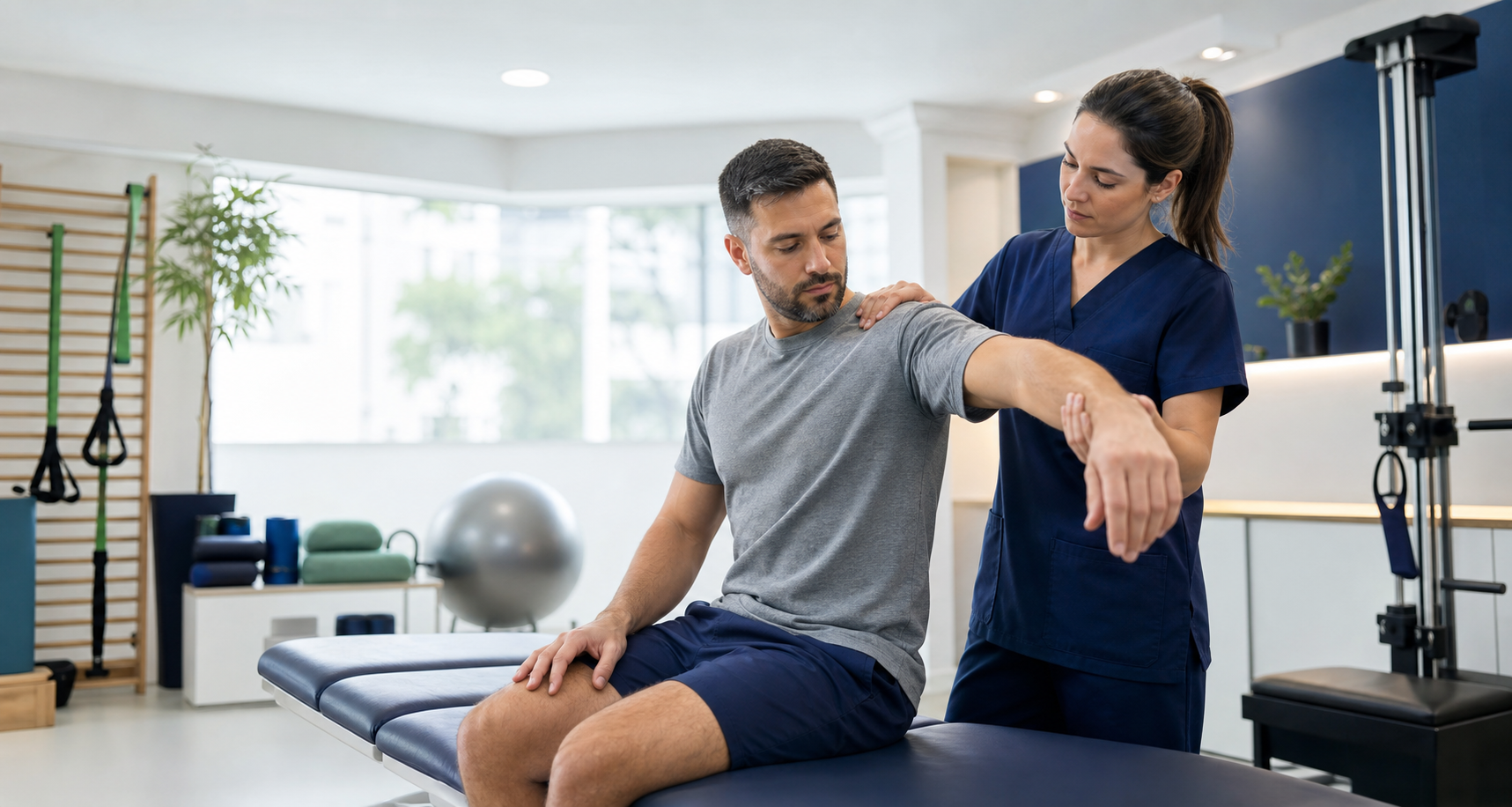 Imagem fictícia de clínica de fisioterapia